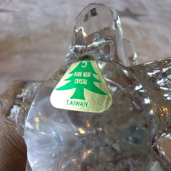 Vintage Handmade Crystal Glass 5" Christmas Tree Made In Taiwan‎ - Picture 4 of 7